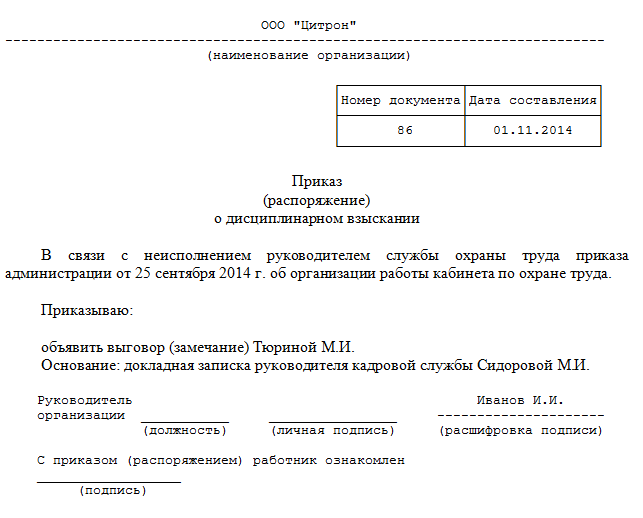 Контрольная работа по теме Дисциплинарная ответственность работника